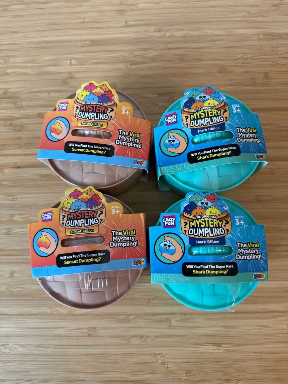 Lot of 4 Viral 2 shark dumpling and 2 Sunset Dumpling Viral RMS Crazy Fun